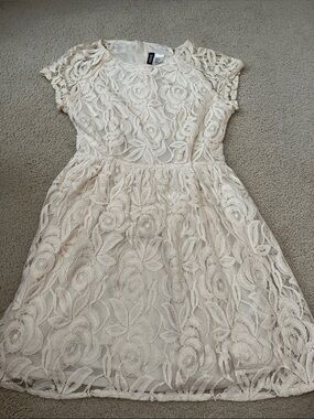 Divided Cream Lace Floral Fit & Flare Girls Dress. Size 12